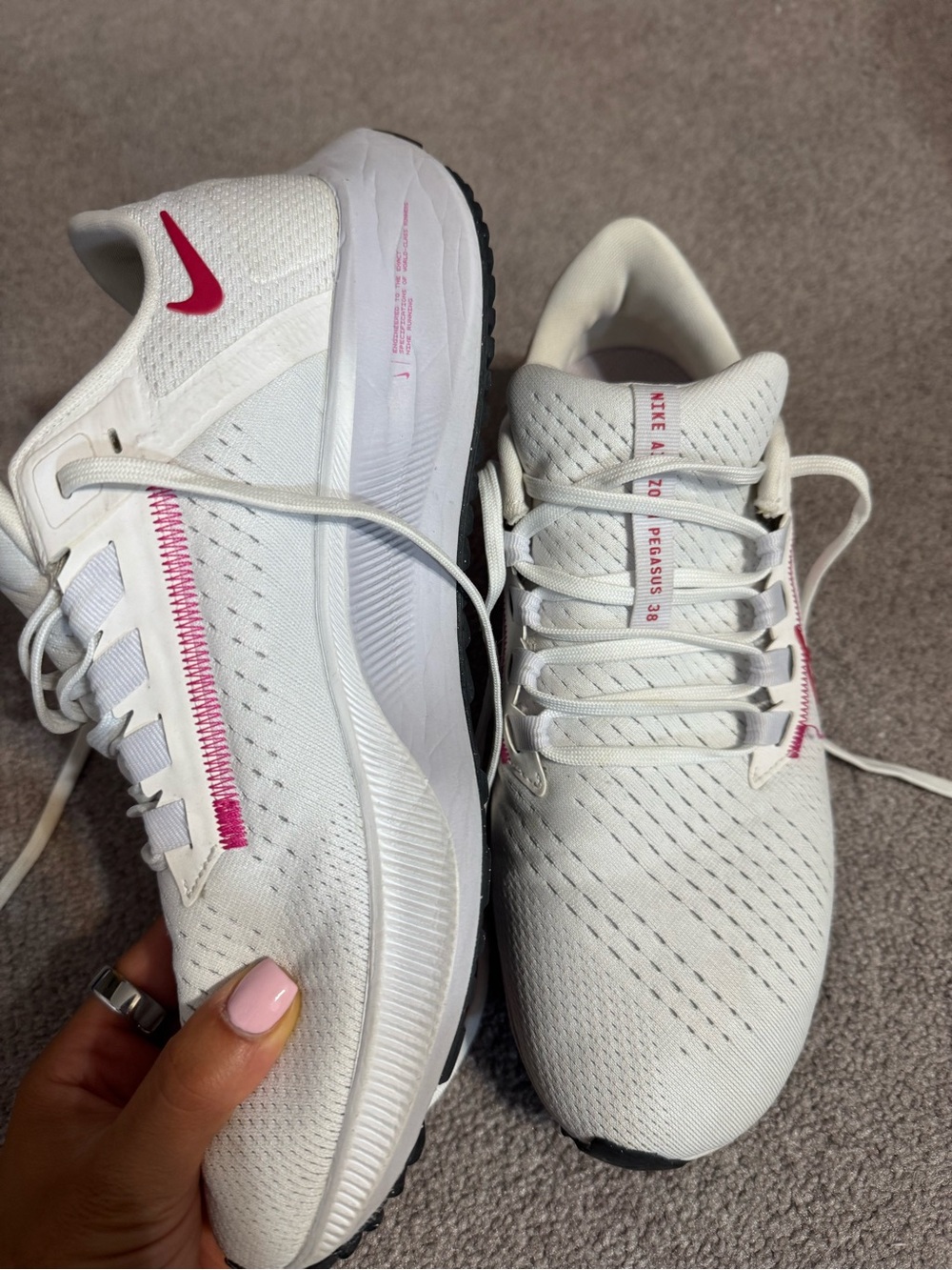 Nike Women's White Running Shoes with Pink Accents